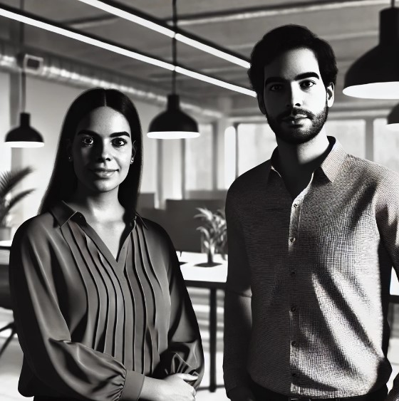 Daniela y Carlos trabajando